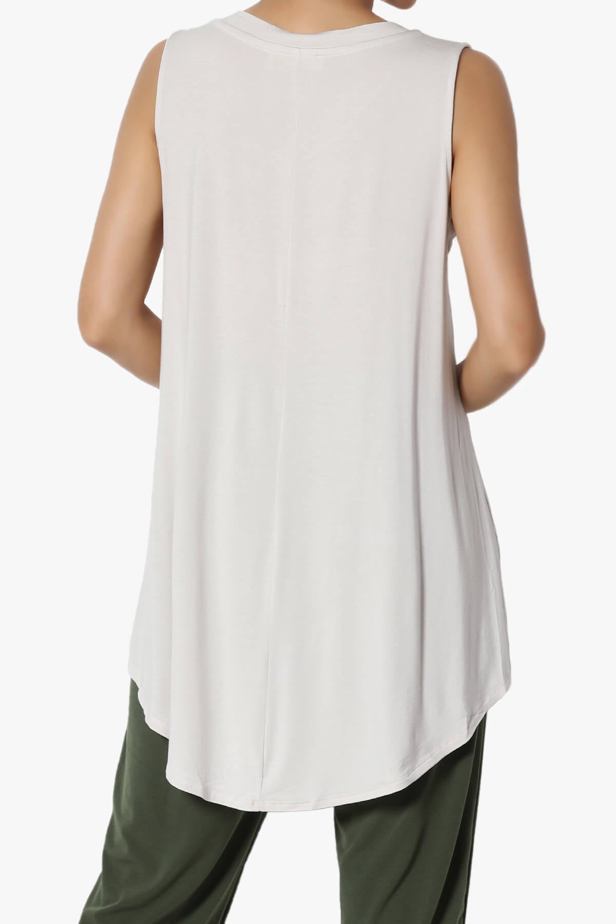Load image into Gallery viewer, Myles Sleeveless V-Neck Luxe Jersey Top BONE_2
