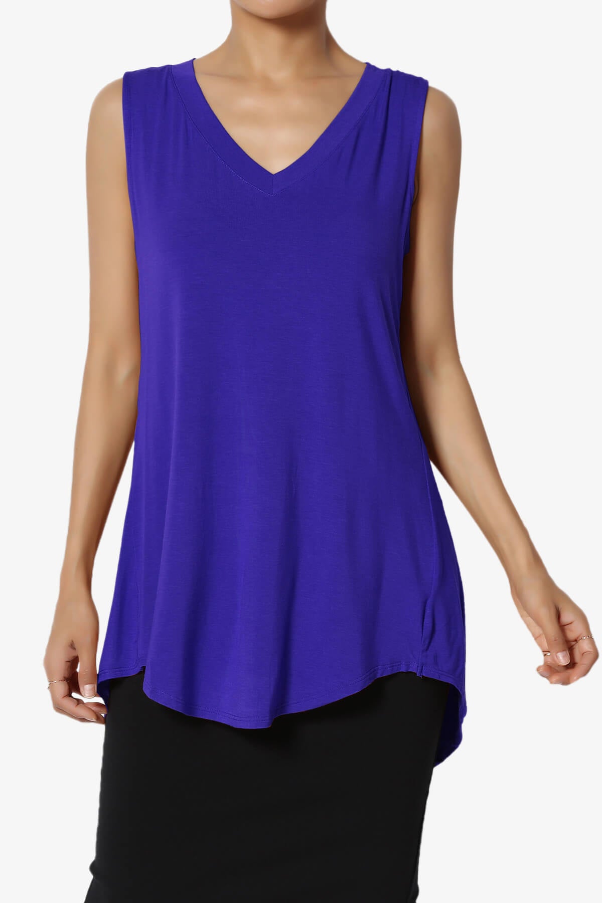Load image into Gallery viewer, Myles Sleeveless V-Neck Luxe Jersey Top BRIGHT BLUE_1
