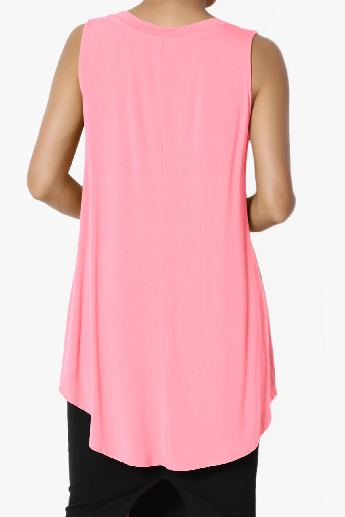 Myles Sleeveless V-Neck Luxe Jersey Top BRIGHT PINK_2