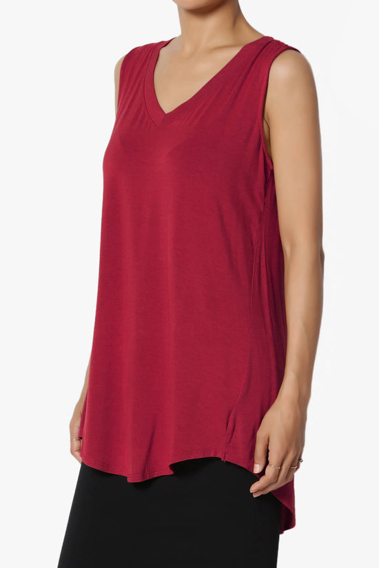 Load image into Gallery viewer, Myles Sleeveless V-Neck Luxe Jersey Top BURGUNDY_3
