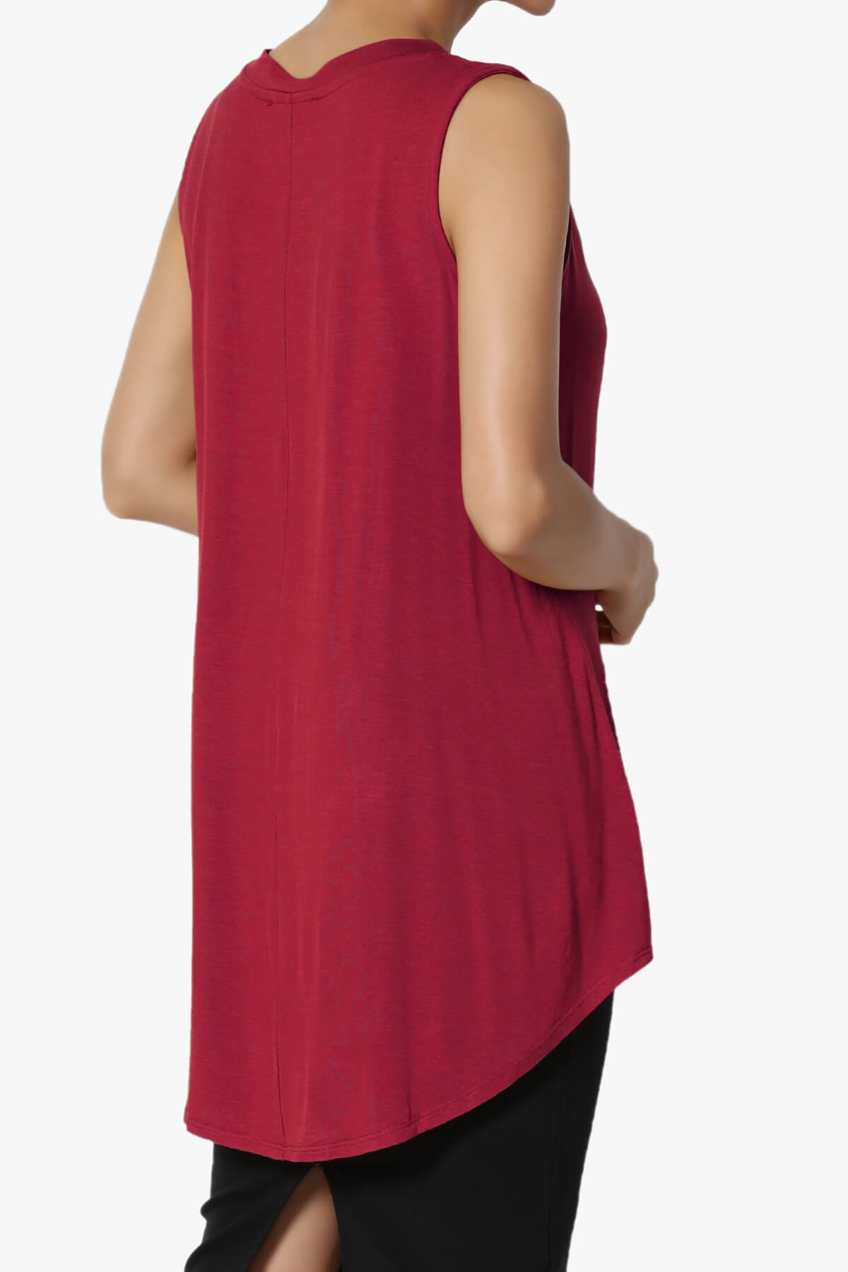 Load image into Gallery viewer, Myles Sleeveless V-Neck Luxe Jersey Top BURGUNDY_4
