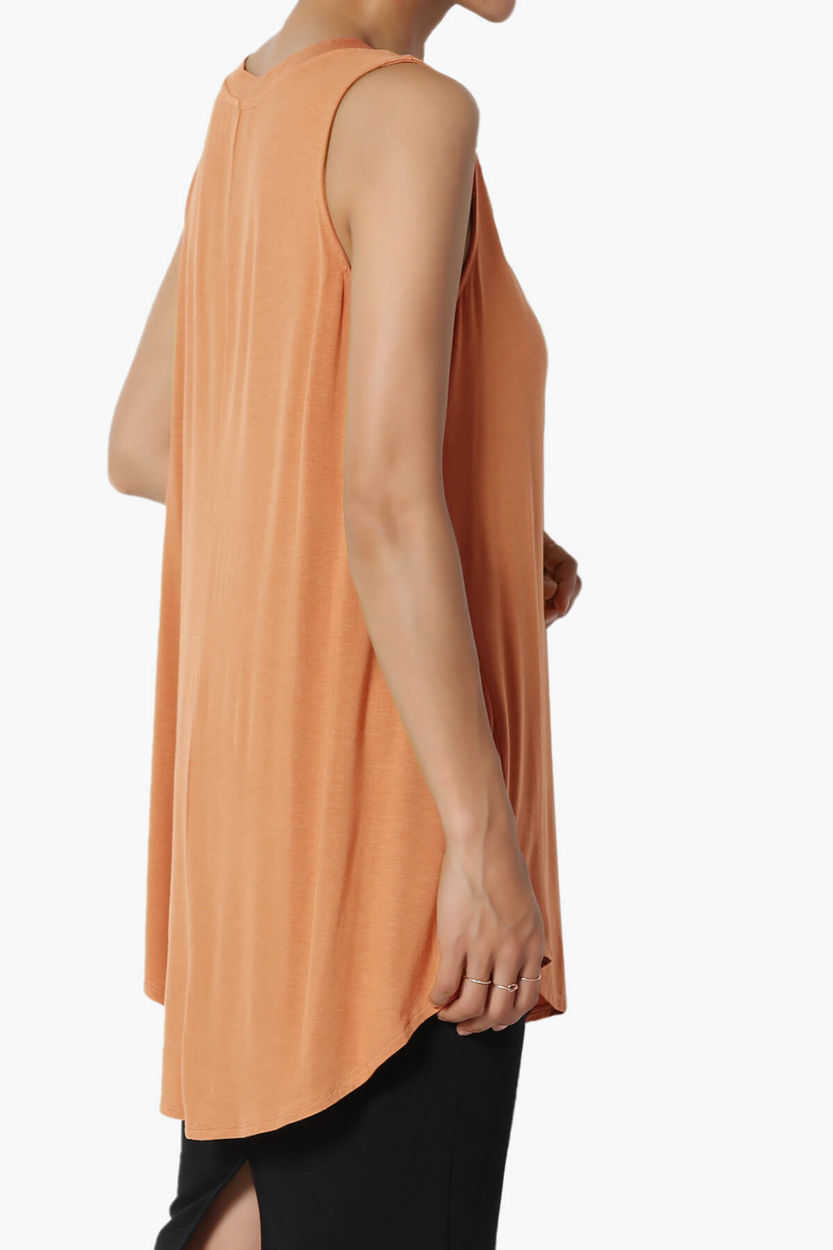 Load image into Gallery viewer, Myles Sleeveless V-Neck Luxe Jersey Top BUTTER ORANGE_4
