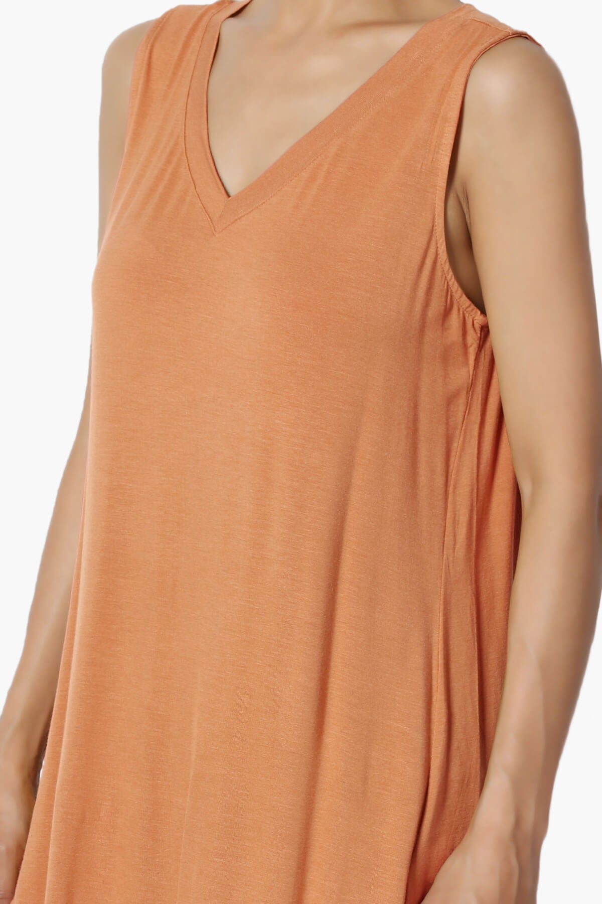 Load image into Gallery viewer, Myles Sleeveless V-Neck Luxe Jersey Top BUTTER ORANGE_5
