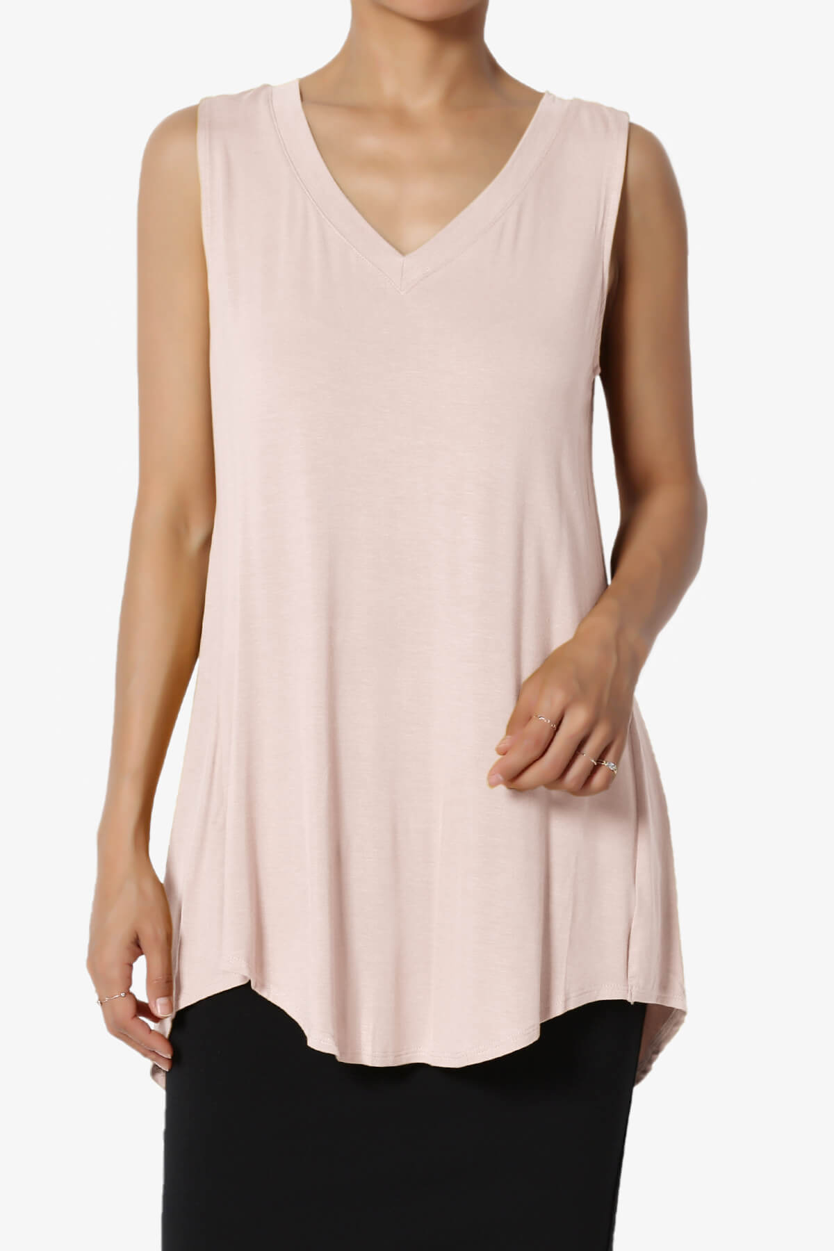 Load image into Gallery viewer, Myles Sleeveless V-Neck Luxe Jersey Top DUSTY BLUSH_1
