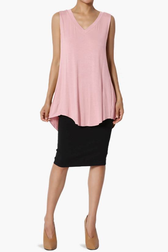 Myles Sleeveless V-Neck Luxe Jersey Top DUSTY PINK_6