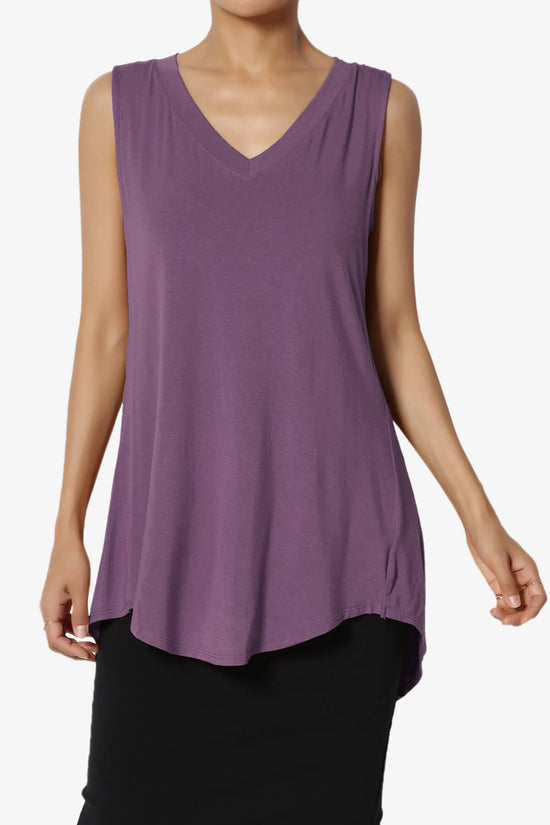 Load image into Gallery viewer, Myles Sleeveless V-Neck Luxe Jersey Top DUSTY PLUM_1
