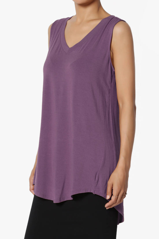 Load image into Gallery viewer, Myles Sleeveless V-Neck Luxe Jersey Top DUSTY PLUM_3
