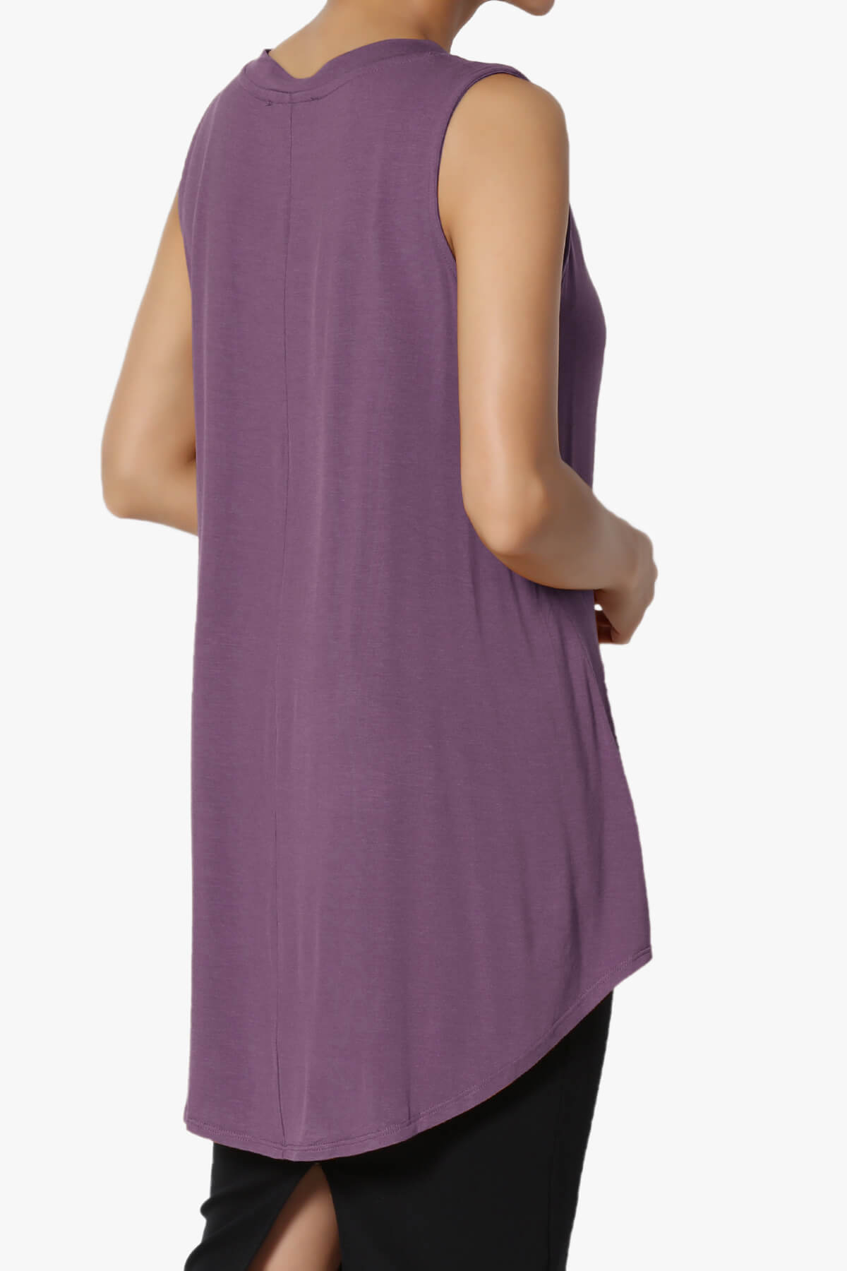 Load image into Gallery viewer, Myles Sleeveless V-Neck Luxe Jersey Top DUSTY PLUM_4
