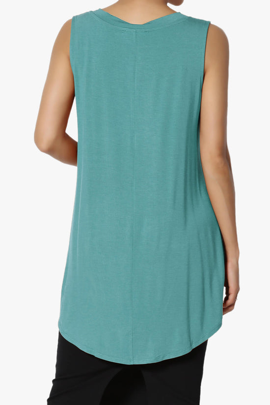 Myles Sleeveless V-Neck Luxe Jersey Top DUSTY TEAL_2