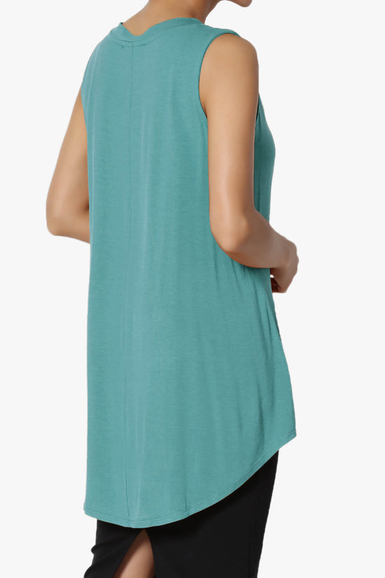 Myles Sleeveless V-Neck Luxe Jersey Top DUSTY TEAL_4