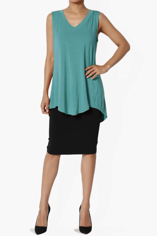 Myles Sleeveless V-Neck Luxe Jersey Top DUSTY TEAL_6