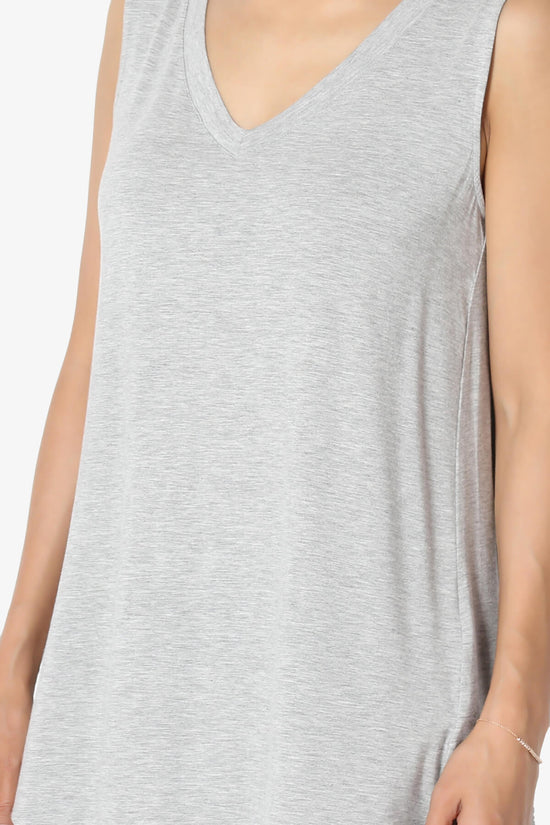 Load image into Gallery viewer, Myles Sleeveless V-Neck Luxe Jersey Top HEATHER GREY_5
