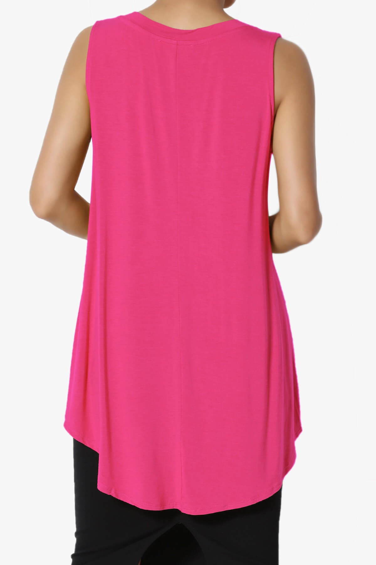 Myles Sleeveless V-Neck Luxe Jersey Top HOT PINK_2