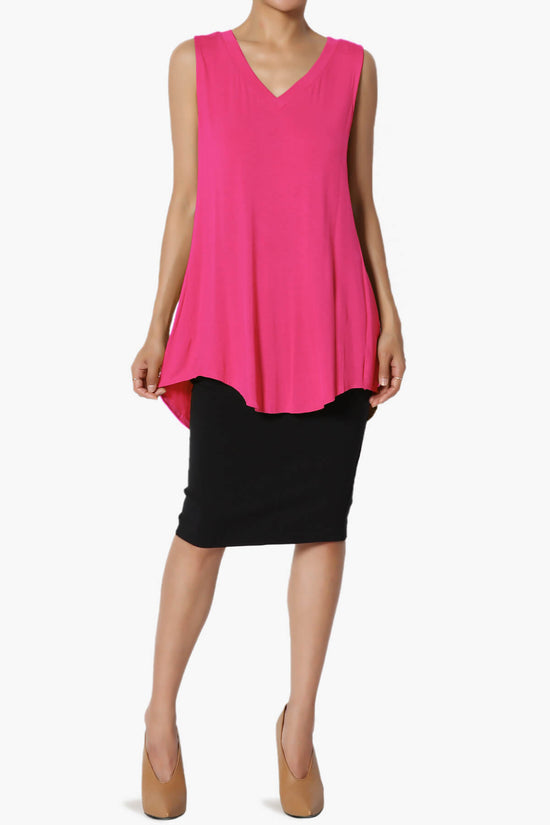 Myles Sleeveless V-Neck Luxe Jersey Top HOT PINK_6