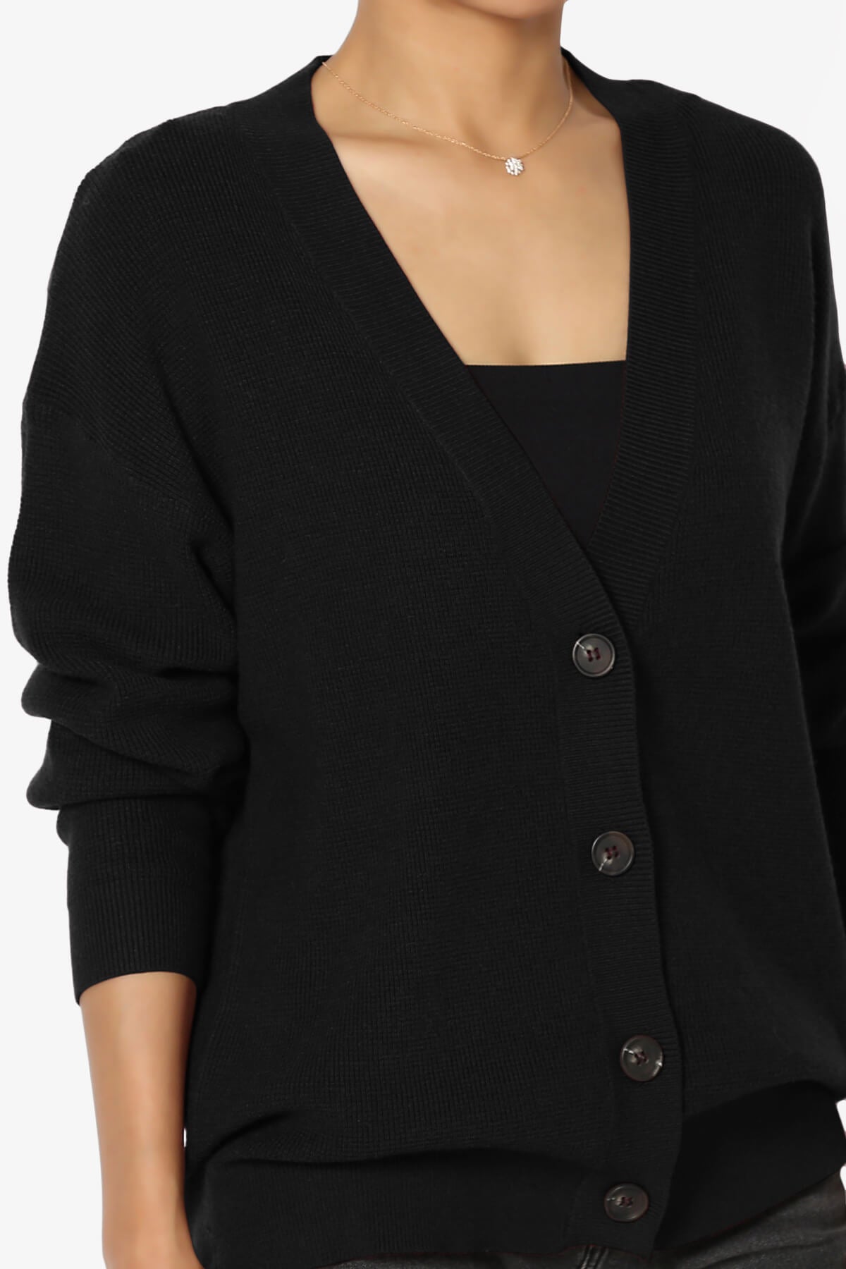 Load image into Gallery viewer, Nicky Micro Waffle Viscose Knit Cardigan BLACK_5
