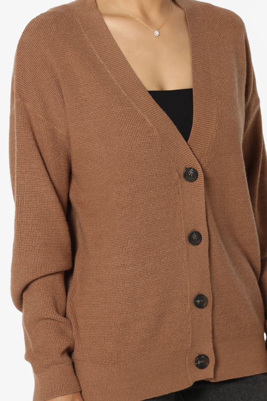 Load image into Gallery viewer, Nicky Micro Waffle Viscose Knit Cardigan DEEP CAMEL_5
