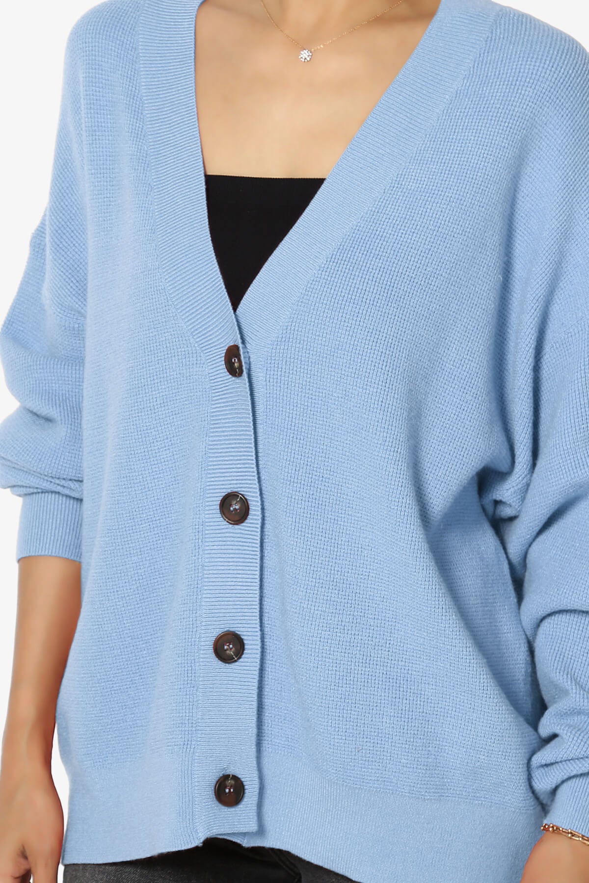 Load image into Gallery viewer, Nicky Micro Waffle Viscose Knit Cardigan LIGHT BLUE_5
