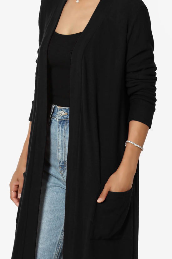 Load image into Gallery viewer, Noelle Extra Long Duster Knit Cardigan BLACK_5
