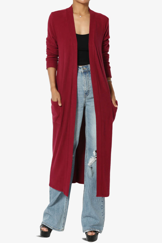 Load image into Gallery viewer, Noelle Extra Long Duster Knit Cardigan BURGUNDY_1
