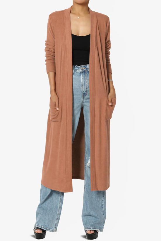 Noelle Extra Long Duster Knit Cardigan CAMEL_1