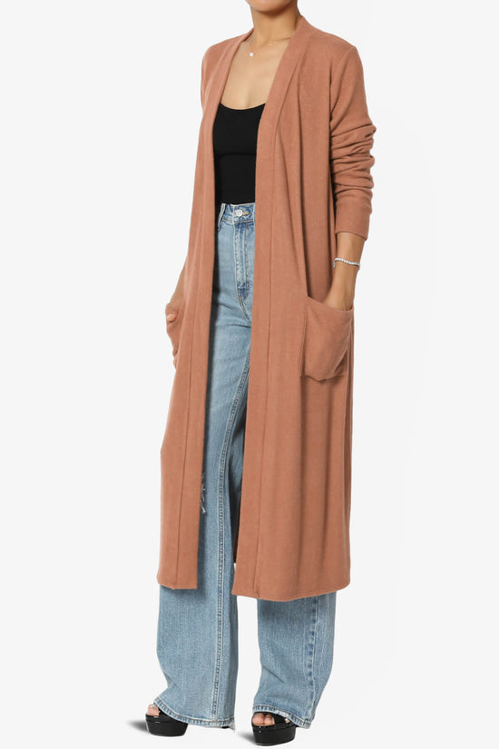 Noelle Extra Long Duster Knit Cardigan CAMEL_3