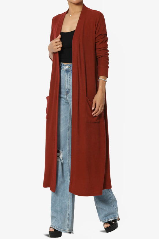 Load image into Gallery viewer, Noelle Extra Long Duster Knit Cardigan DARK RUST_3

