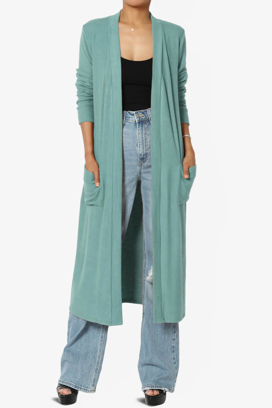 Load image into Gallery viewer, Noelle Extra Long Duster Knit Cardigan DUSTY TEAL_1
