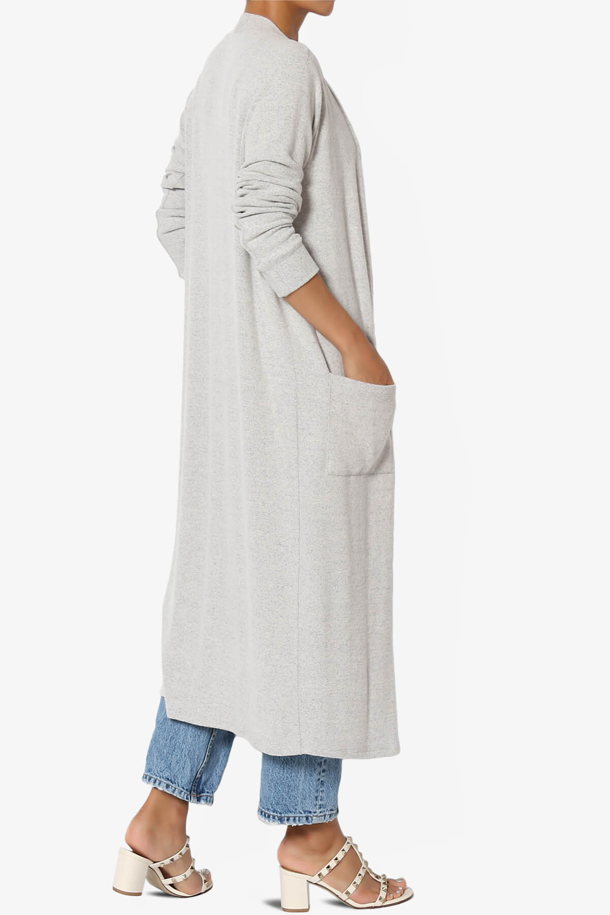 Load image into Gallery viewer, Noelle Extra Long Duster Knit Cardigan HEATHER GREY_4
