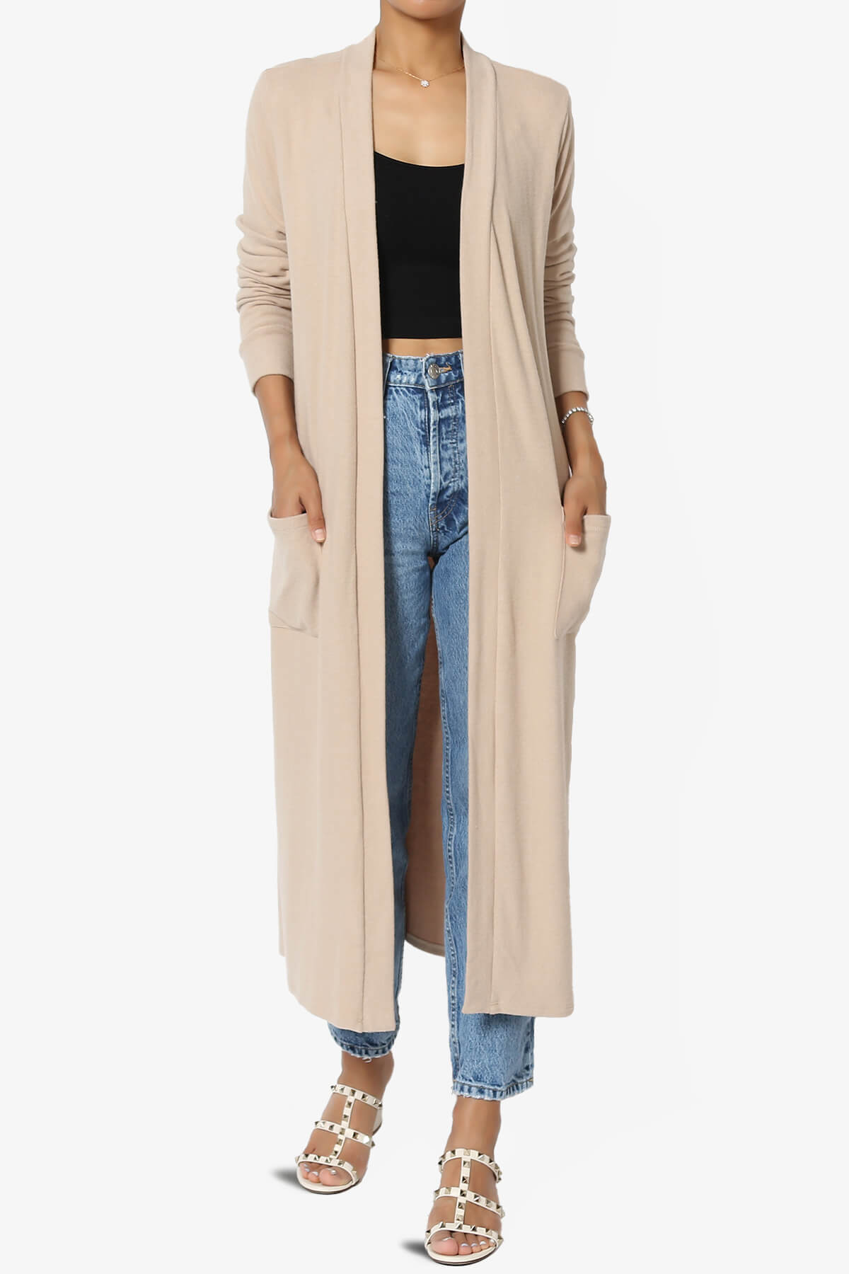 Noelle Extra Long Duster Knit Cardigan SAND_1