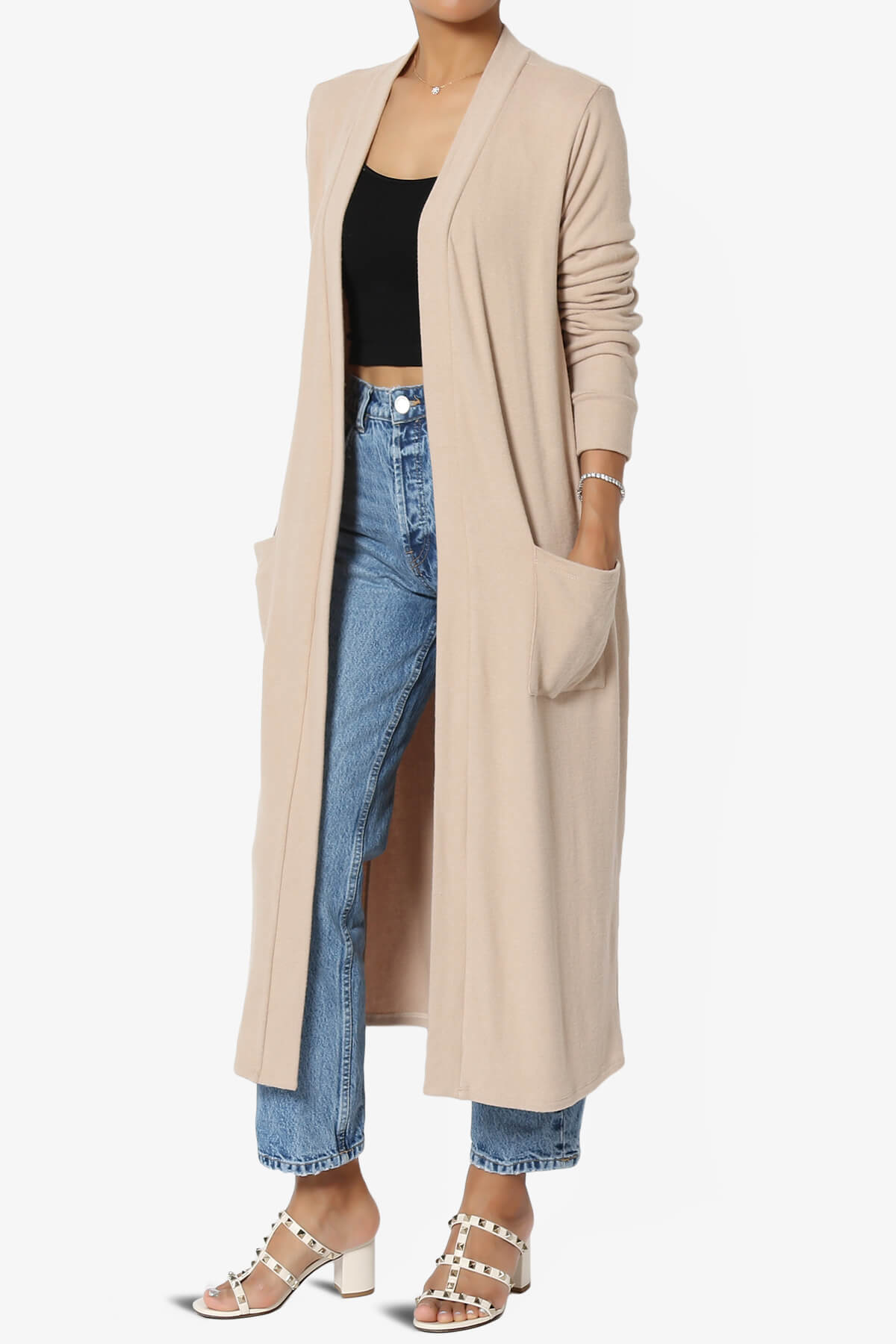 Load image into Gallery viewer, Noelle Extra Long Duster Knit Cardigan SAND_3
