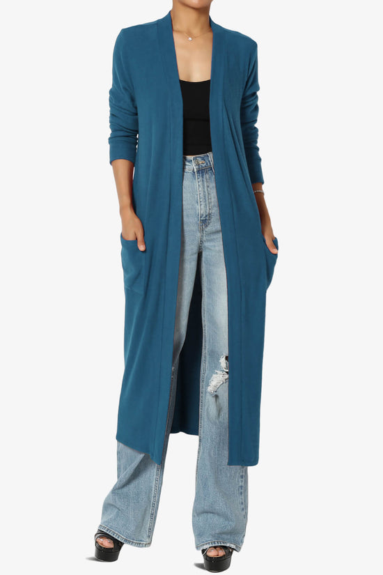 Noelle Extra Long Duster Knit Cardigan TEAL_1