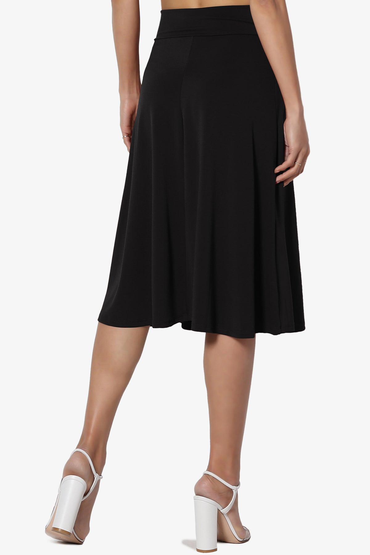 Load image into Gallery viewer, Nolan Stretch Flared Knee Skirt BLACK_2
