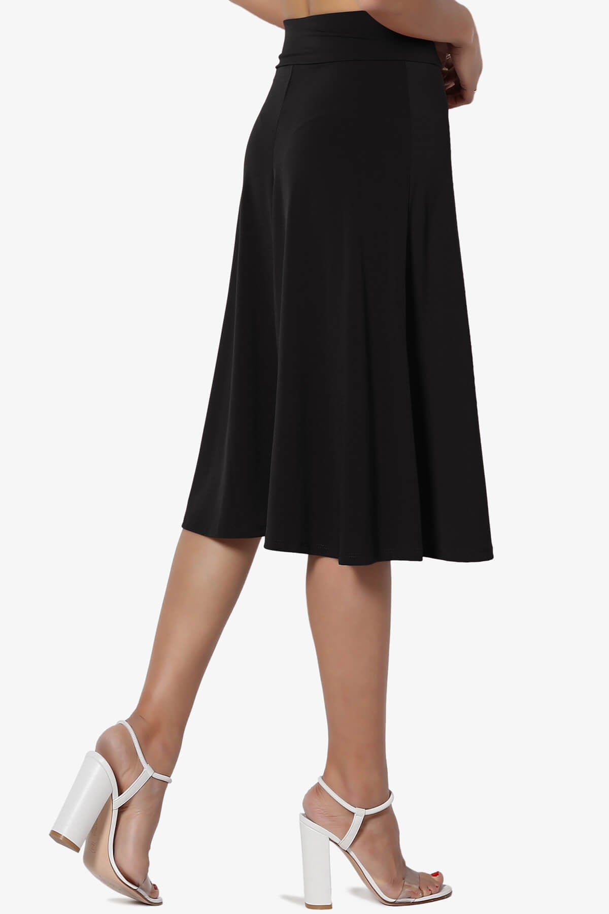 Nolan Stretch Flared Knee Skirt BLACK_4