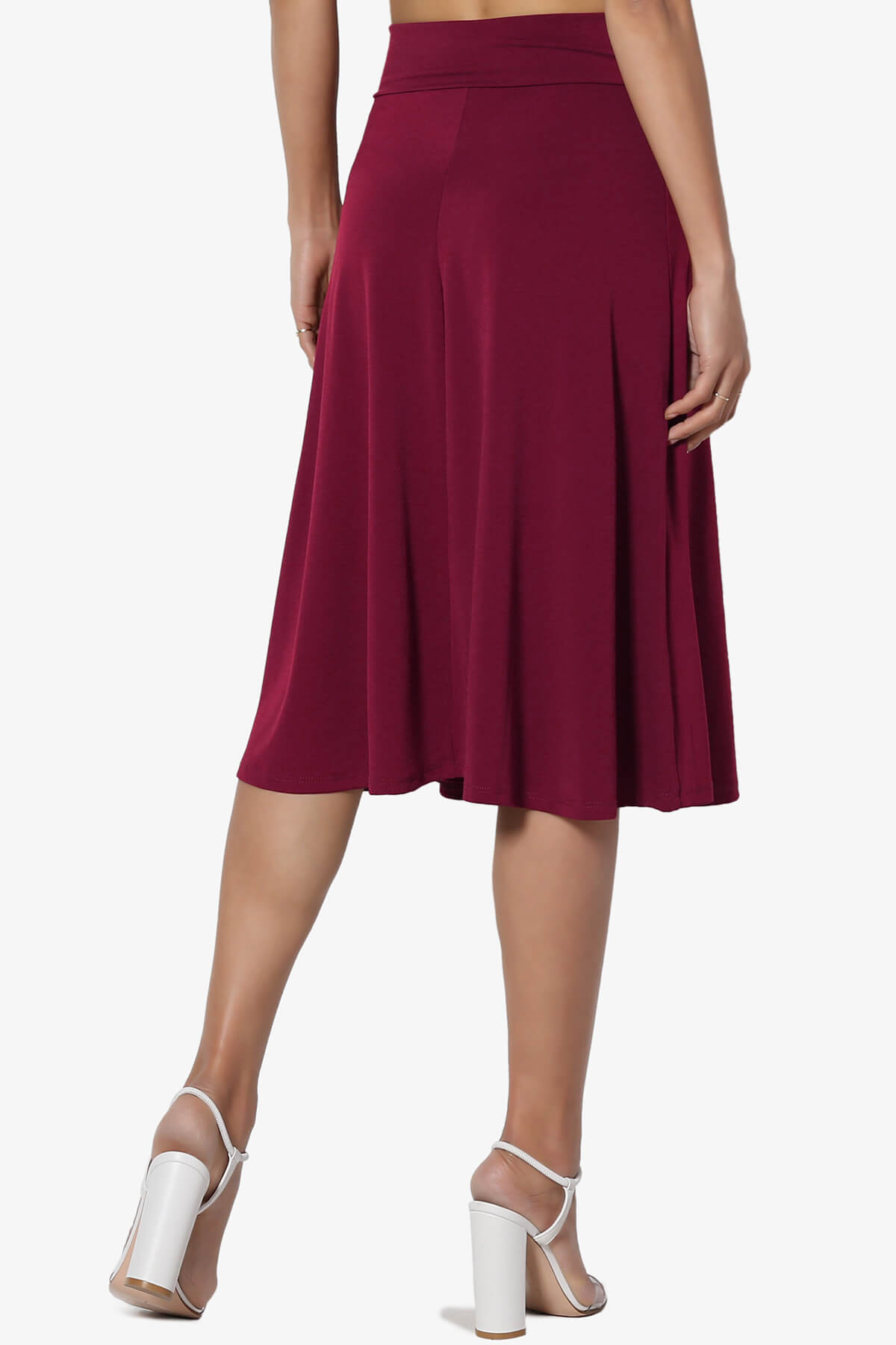 Nolan Stretch Flared Knee Skirt BURGUNDY_2