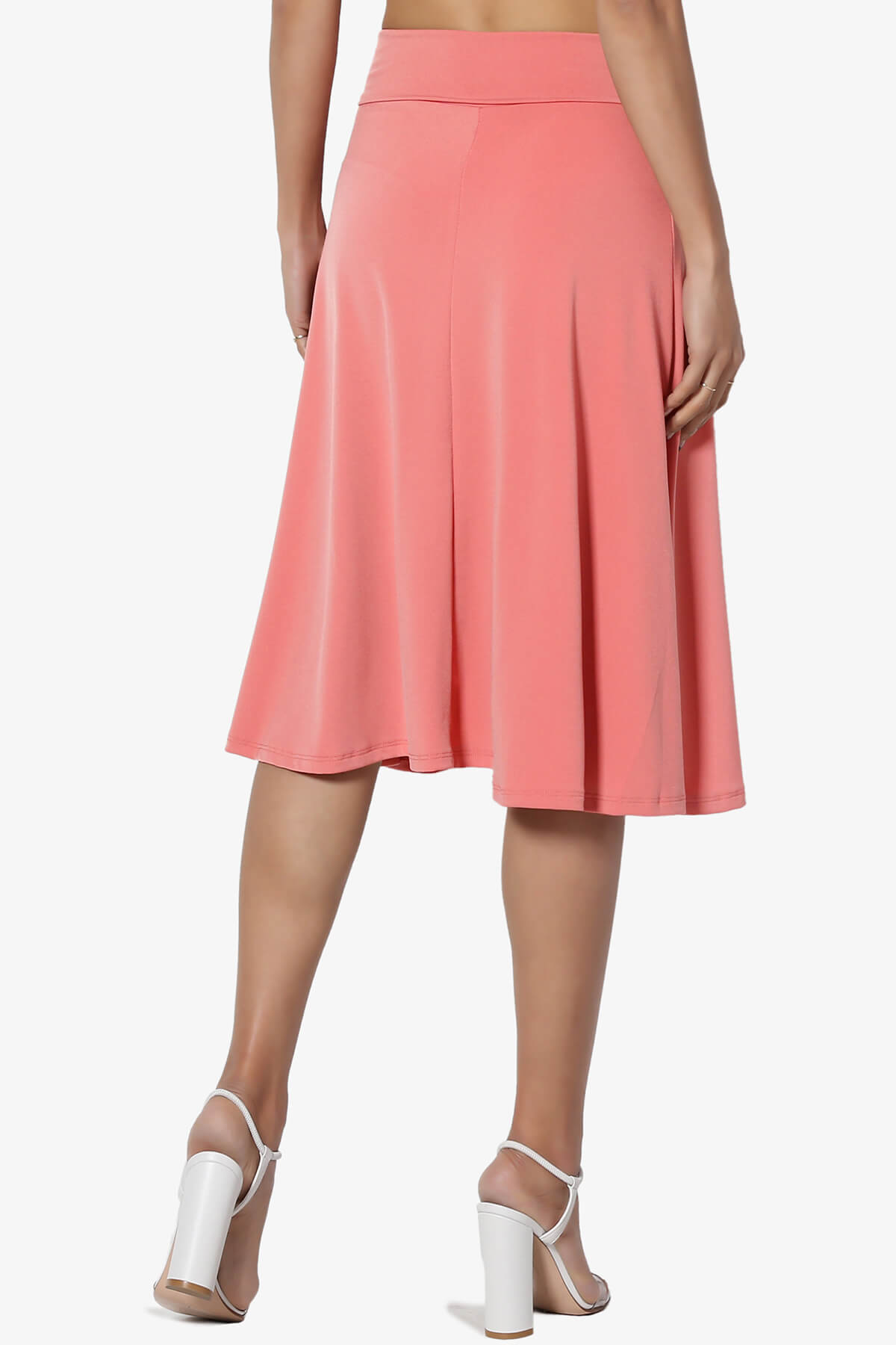 Nolan Stretch Flared Knee Skirt CORAL_2