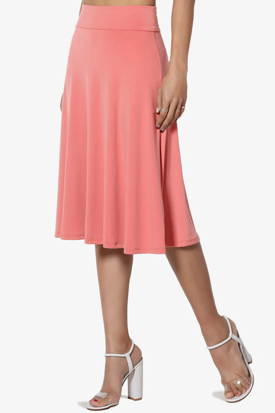 Nolan Stretch Flared Knee Skirt CORAL_3