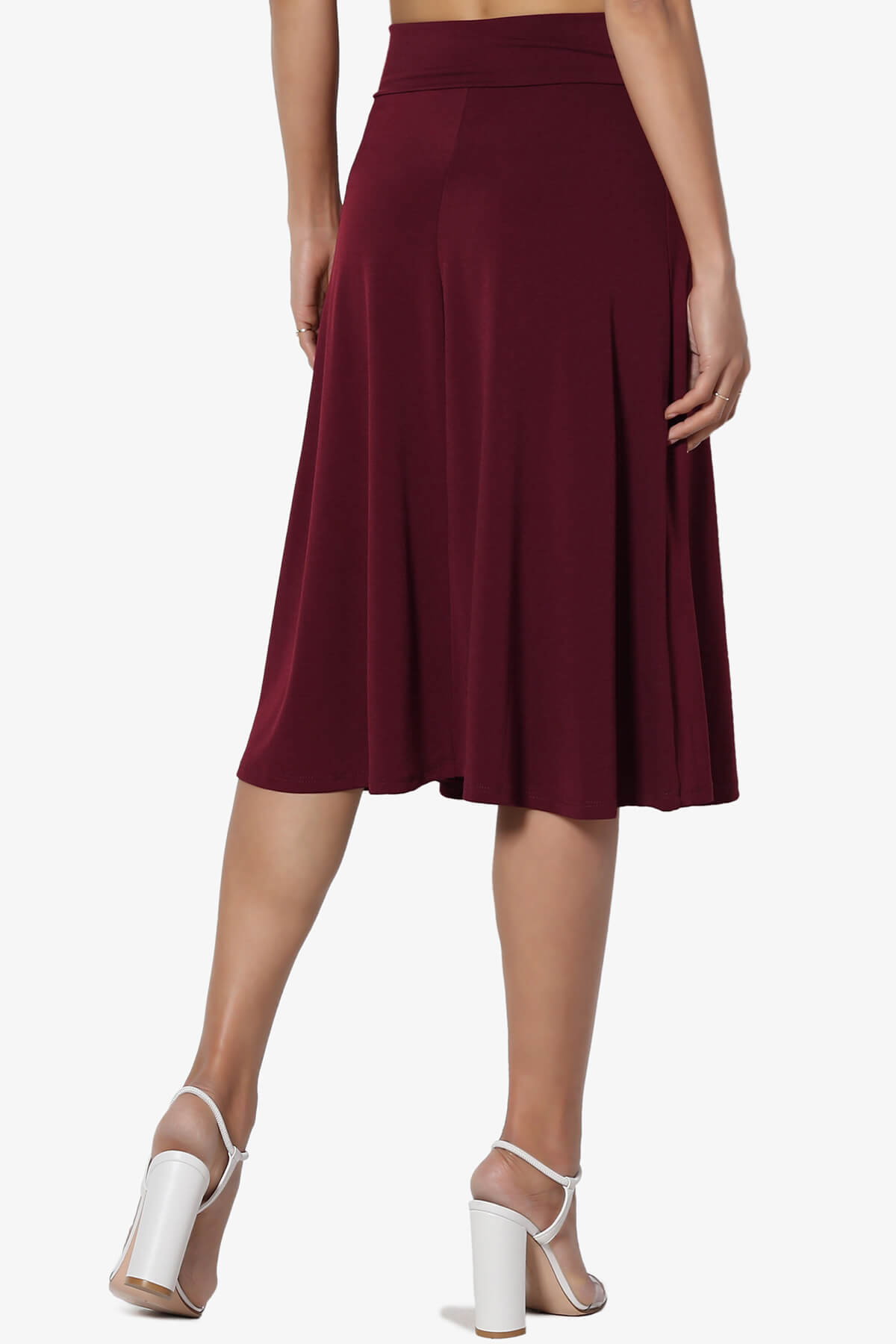 Nolan Stretch Flared Knee Skirt DARK BURGUNDY_2