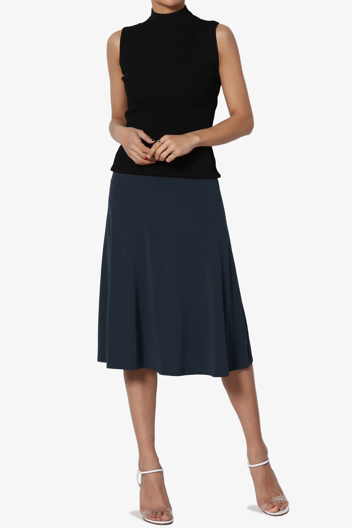 Nolan Stretch Flared Knee Skirt PLUS DARK NAVY_6