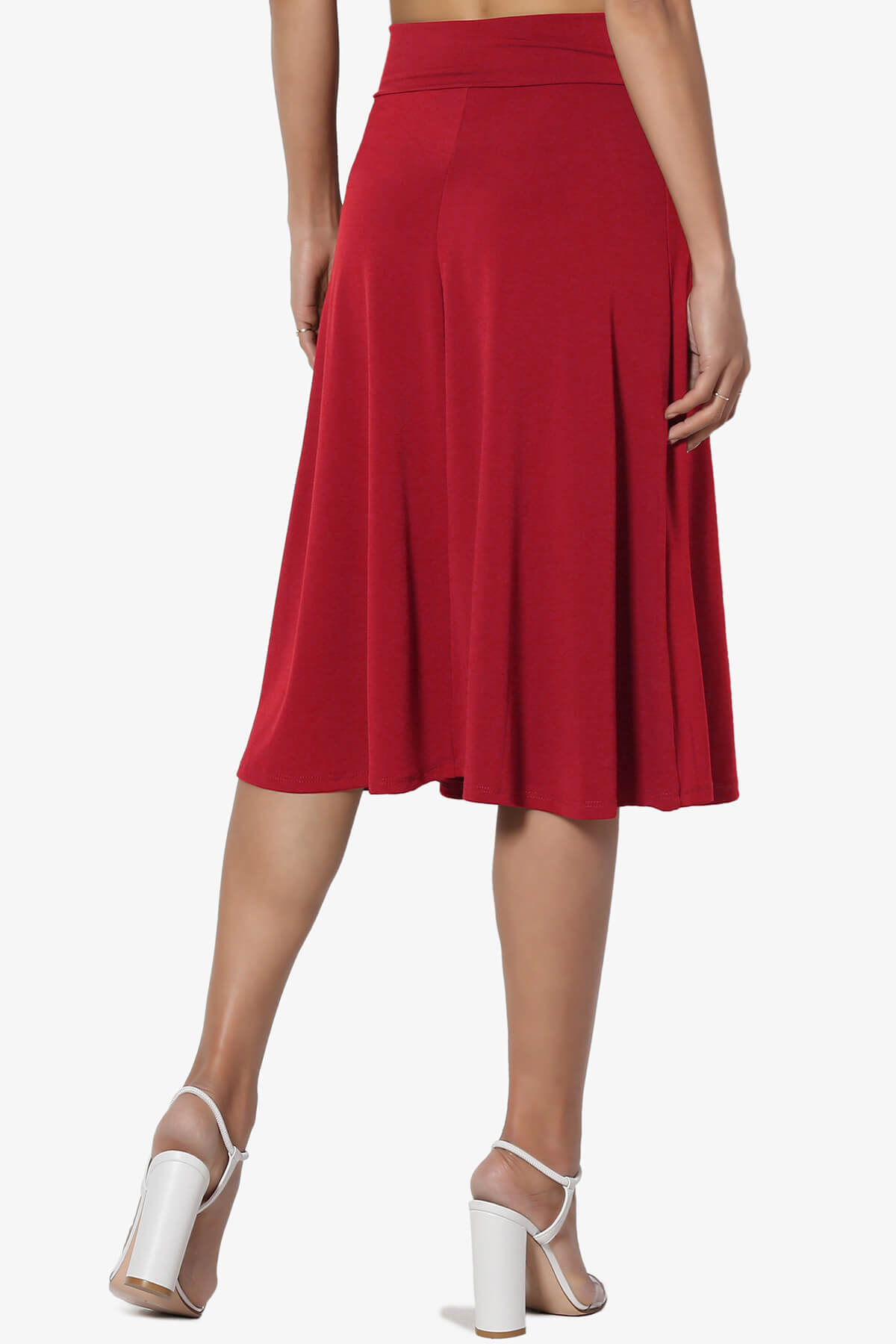 Nolan Stretch Flared Knee Skirt DARK RED_2