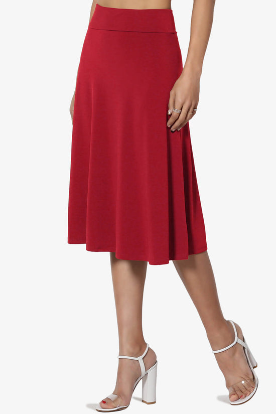 Nolan Stretch Flared Knee Skirt DARK RED_3