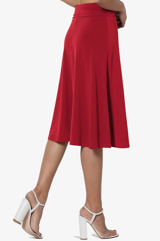 Nolan Stretch Flared Knee Skirt DARK RED_4