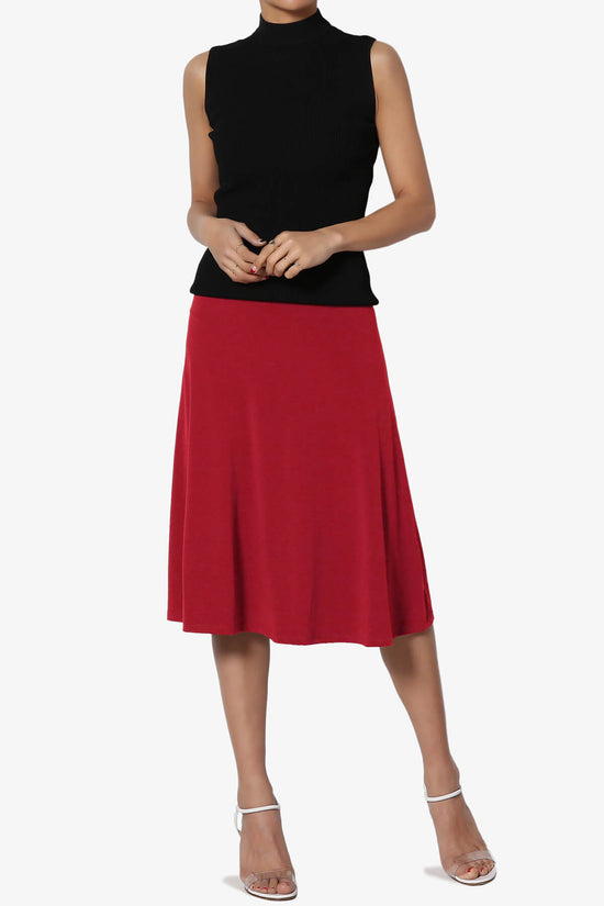 Nolan Stretch Flared Knee Skirt DARK RED_6