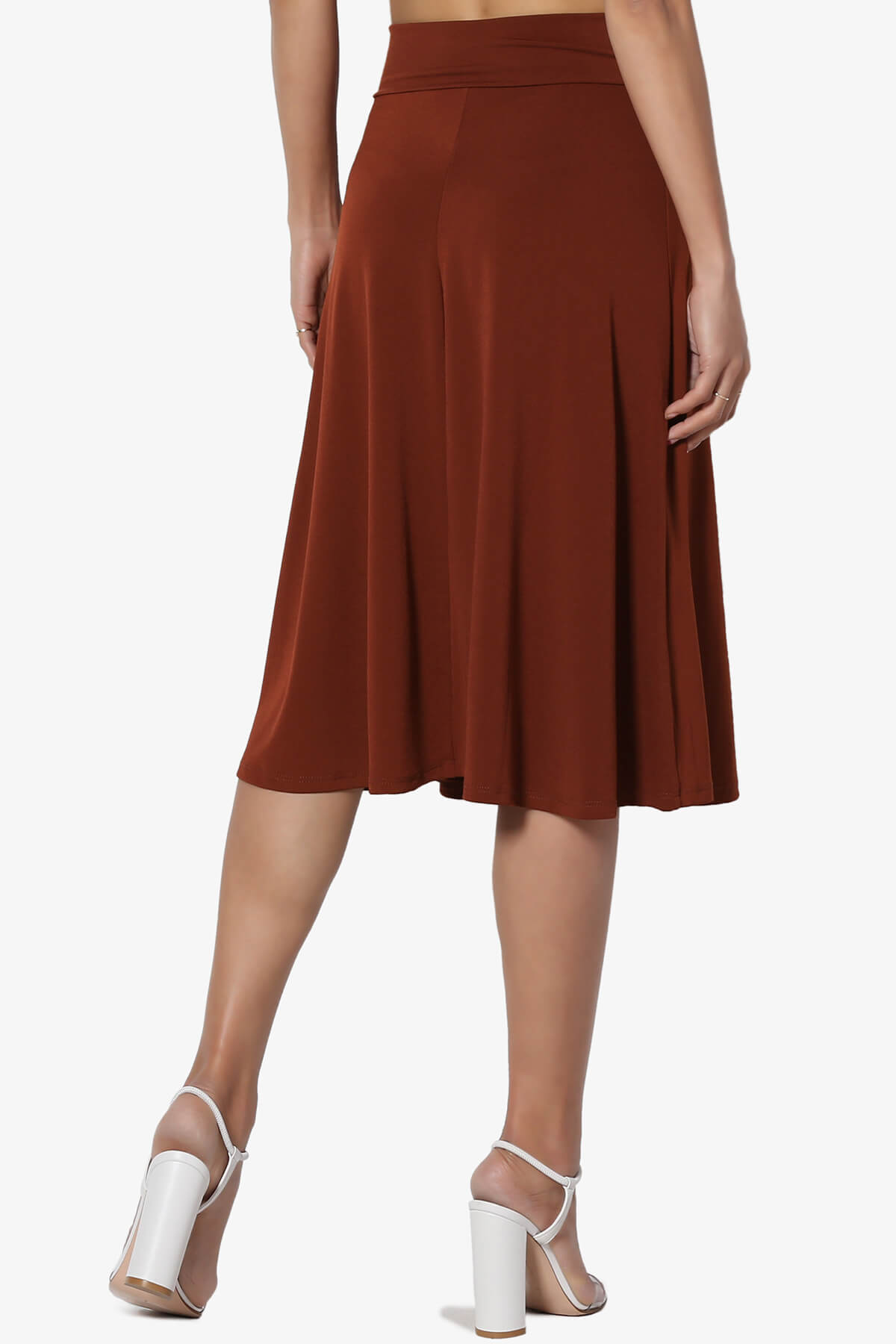 Nolan Stretch Flared Knee Skirt DARK RUST_2