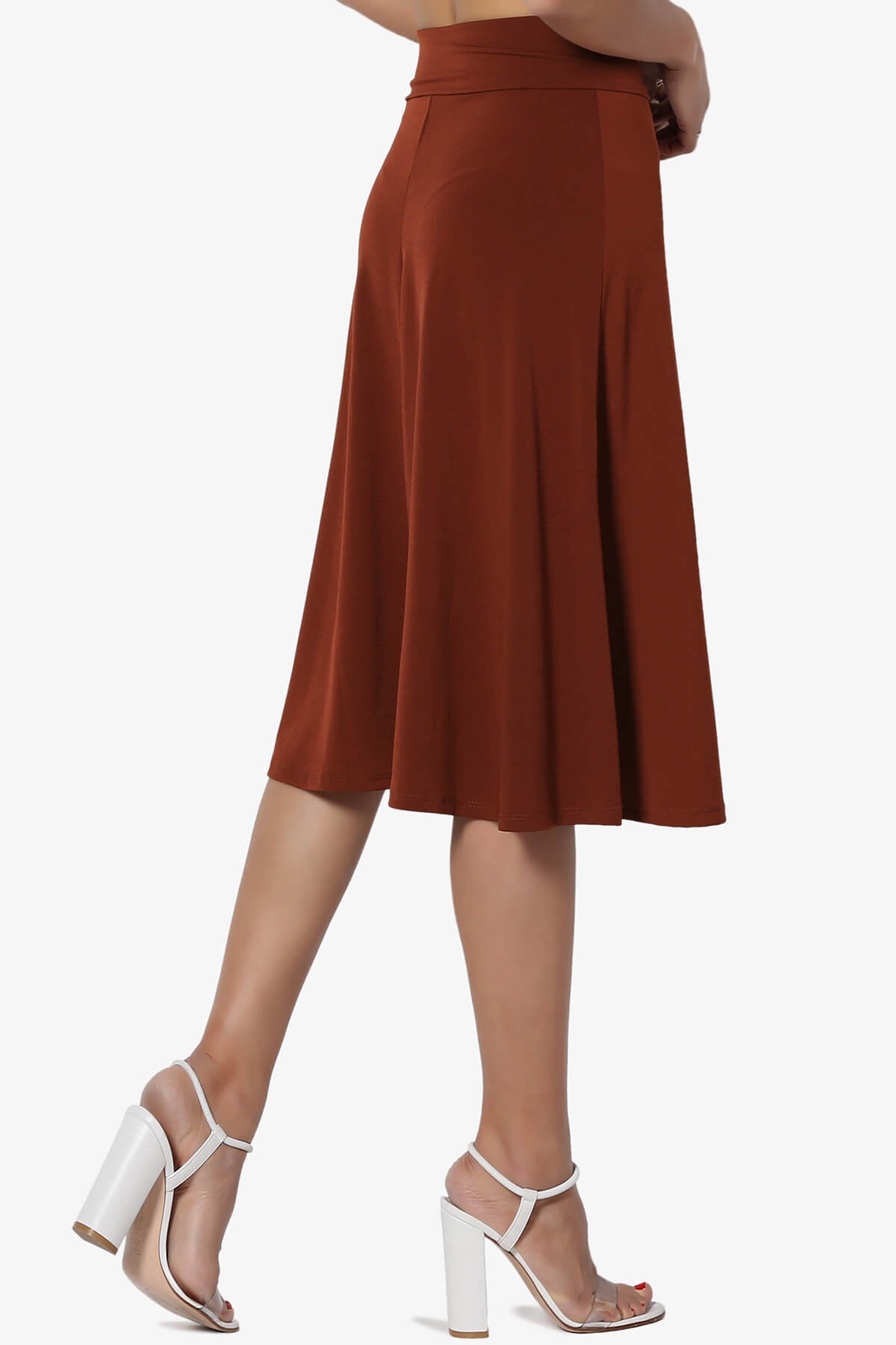 Nolan Stretch Flared Knee Skirt DARK RUST_4