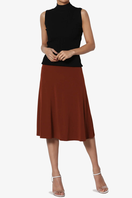 Nolan Stretch Flared Knee Skirt DARK RUST_6