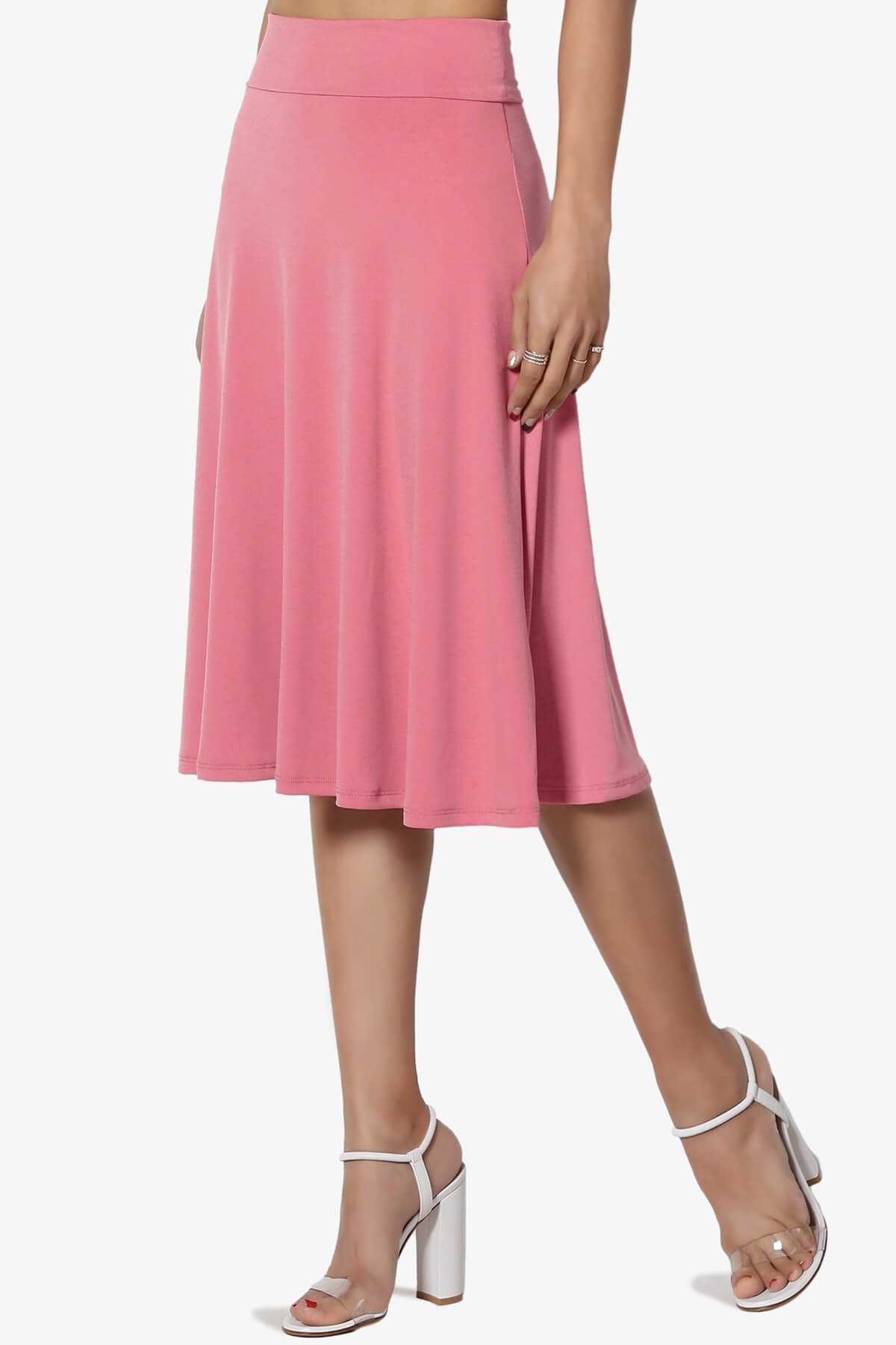 Nolan Stretch Flared Knee Skirt DESERT ROSE_3