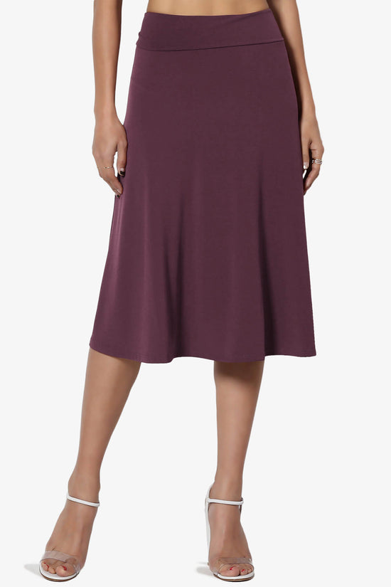 Load image into Gallery viewer, Nolan Stretch Flared Knee Skirt DUSTY PLUM_1
