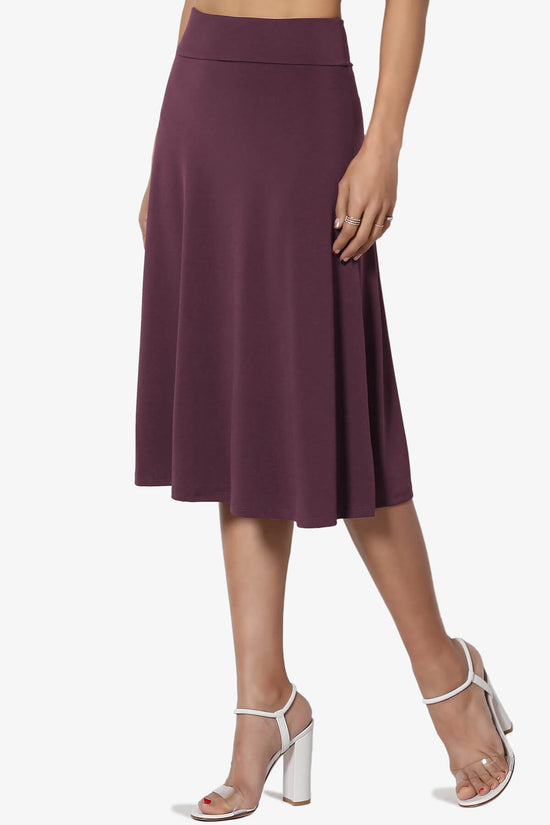 Nolan Stretch Flared Knee Skirt DUSTY PLUM_3