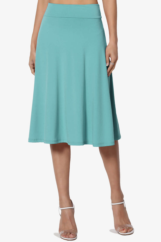 Nolan Stretch Flared Knee Skirt DUSTY TEAL_1