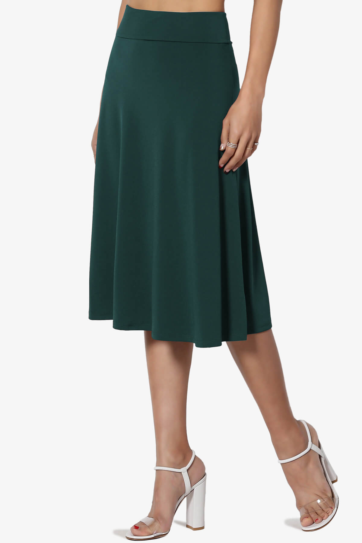 Nolan Stretch Flared Knee Skirt PLUS HUNTER GREEN_3